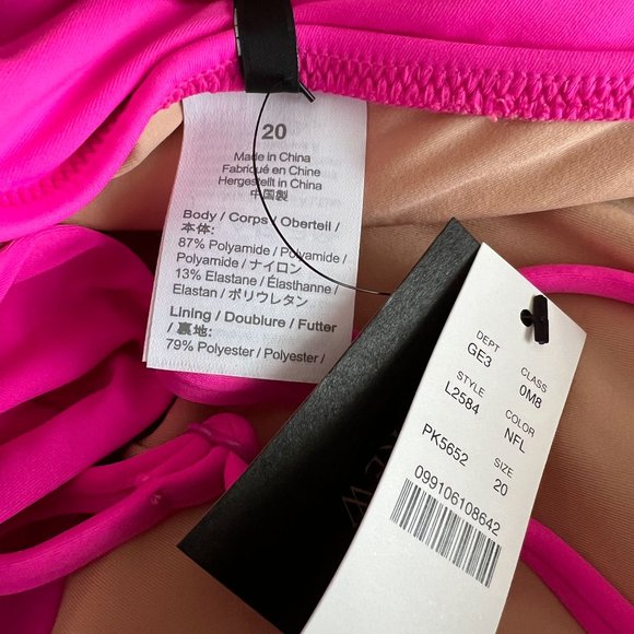 J. Crew deep v-neck french one-piece swimsuit neon flamingo pink - Picture 10 of 11